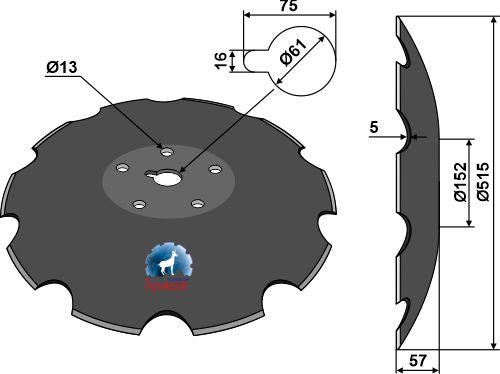Notched disc - Ø515x5