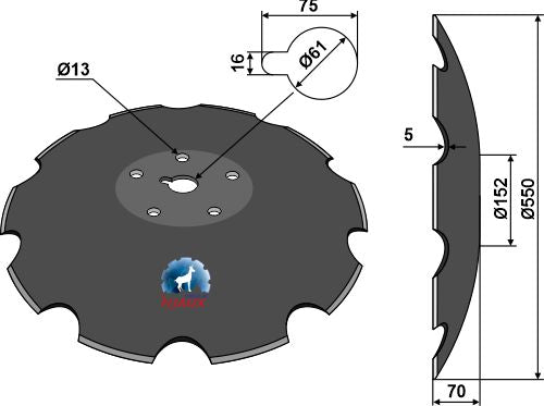 Notched disc - Ø550x5