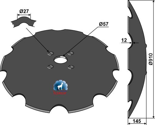 Notched disc Ø910x12