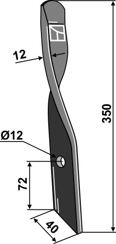 Harrow-blade for Dyna-Drive, left