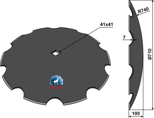Notched disc Ø710x7