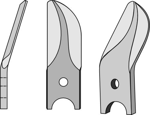 Divided rotary harrow-blade from boron steel, left