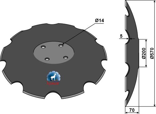 Notched disc - Ø570x5 m.