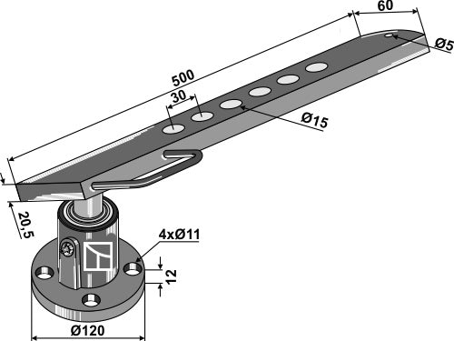 Disc-hub with shank - right model