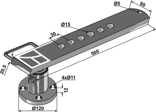 Disc-hub with shank - left model