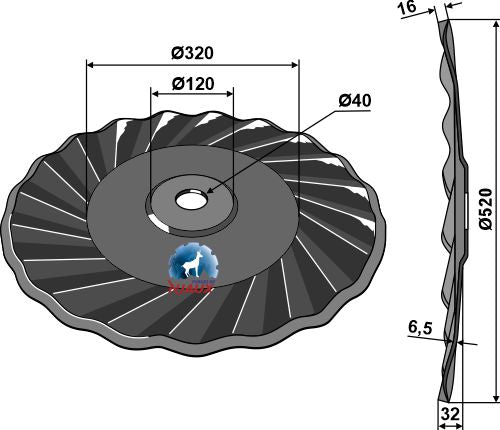 Wavy disc Ø520x6,5 - right