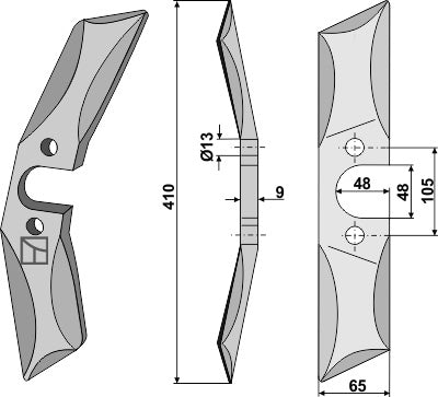 Rotary tiller blade - left