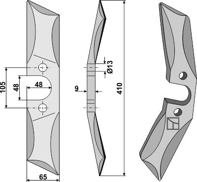 Rotary tiller blade - right