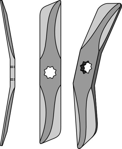 Rotary harrow-blade straight from boron steel, left