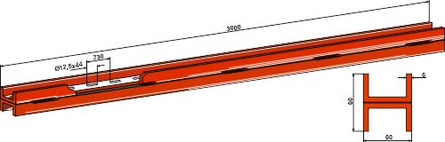 U-shaped rail for schrapers two set - welded
