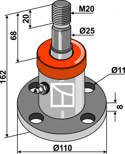 Disc-hub with shaft Ø25 and with thread M20