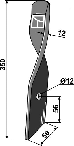 Harrow-blade for Dyna-Drive Jumbo, right