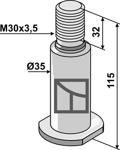 Shaft with thread M30x3,5