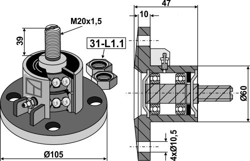 Disc-hub with convex bearing surface