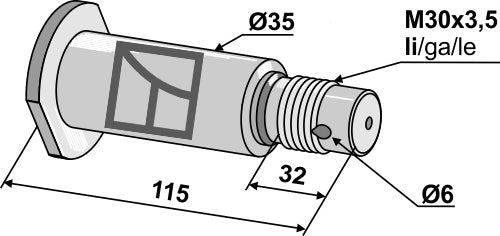 Shaft with thread M30x3,5 - left