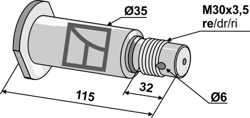 Shaft with thread M30x3,5 - right