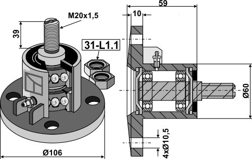 Disc-hub with convex bearing surface