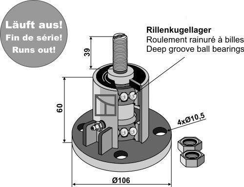 Bearing with thread M20x1,5