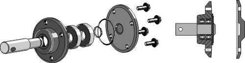 Deep groove ball bearing for coulters compl. with shaft Ø25mm