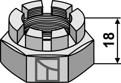 Hexagon castle nut M 30 x 3,5 for 30x30 square shaft