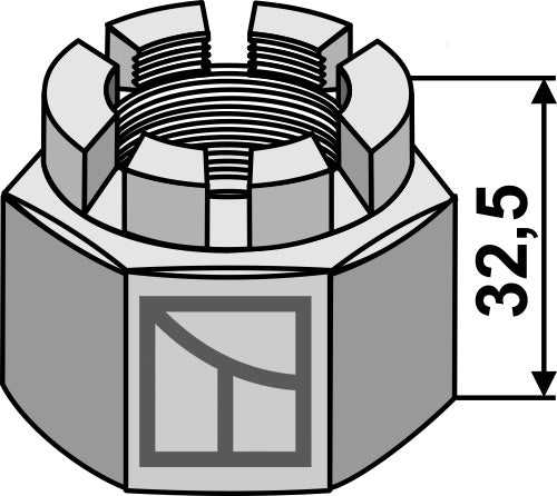 Hexagon castle nut M 30 x 3,5 for 30x30 square shaft
