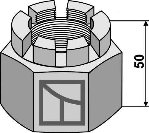 Hexagon castle nut M48x5 for 50x50 square shaft