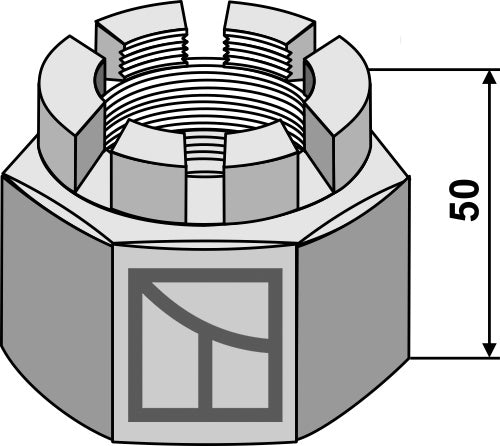 Hexagon castle nut M48x2 for 50x50 square shaft
