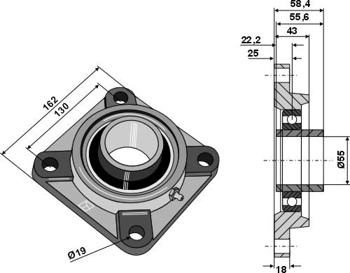 Tension bearing UCF - Ø55