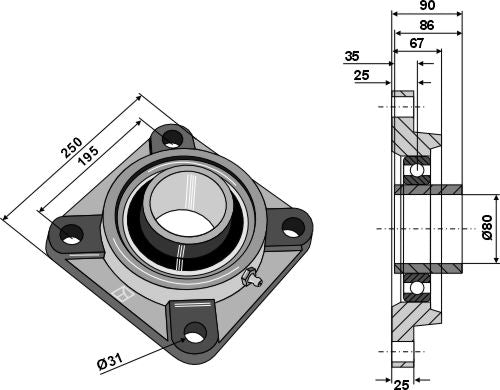 Tension bearing UCF - Ø80