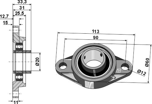 Tension bearing UCFL - Ø20