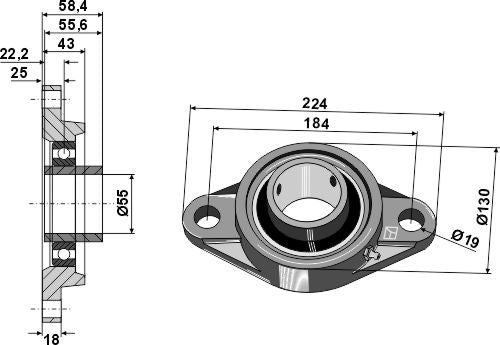 Tension bearing UCFL - Ø55
