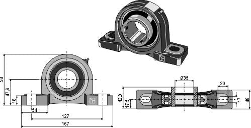 Pedestal bearing UCP - Ø35