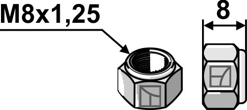 Self-locking hexagon nut - M8
