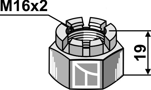 Hexagon castle nut - M16