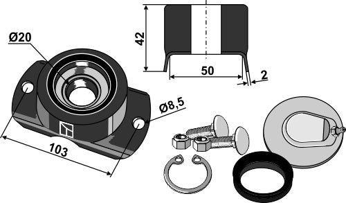 Deep groove ball bearing - compl.