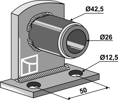 Bearing flange 90° with bush inpressed - Ø26