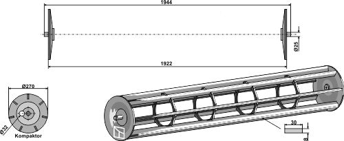 Cage rollers plain bars - 1944mm