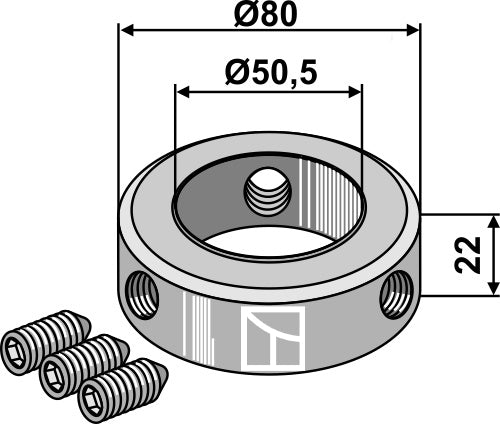 Set collar for shaft Ø50 compl. with grub schrew M12