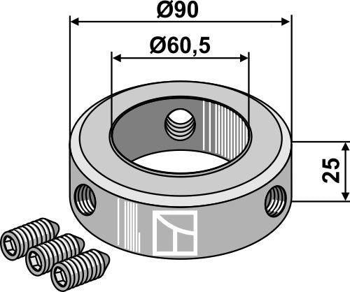Set collar for shaft Ø60 compl. with grub schrew M12