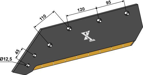 Reversible point share - 14'' - left - Hard metal