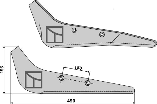 Beet lifter share, left model