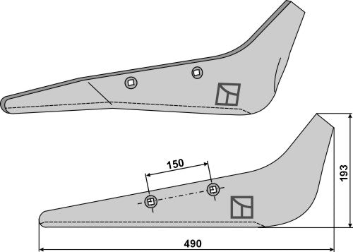 Beet lifter share, right model