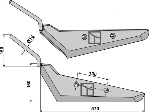 Beet lifter share, left model