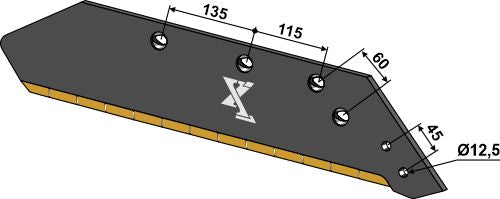 Reversible point share - 16'' - right - Hard metal