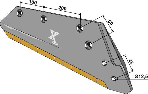 Reversible point share - 16'' - right - Hard metal
