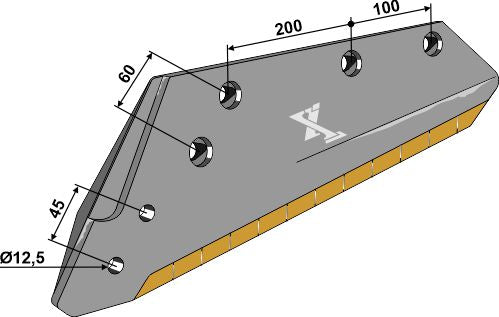 Reversible point share - 16'' - left - Hard metal