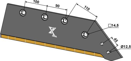 Reversible point share - 14'' - right - Hard metal