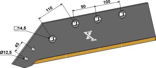 Reversible point share - 16'' - left - Hard metal