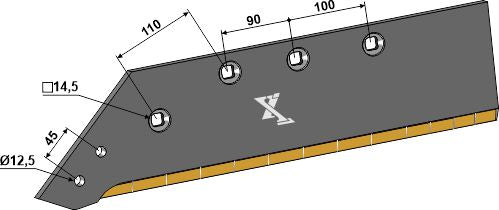Reversible point share - 18'' - left - Hard metal