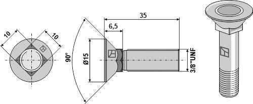 Plough bolt 3/8''UNF